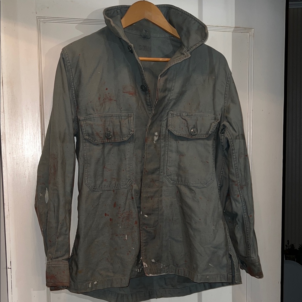 1950s / 60s distressed USMC Sateen Shirt Sage OG 107 military